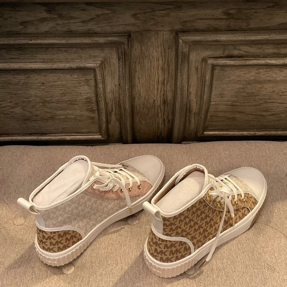 Michael Kors Brown and Pink High-Top Sneakers - Picture 5 of 7